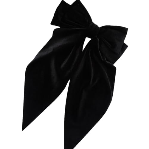 1 Stück 21cmx36cm Haarschleifen Clip Damen Samt Haarnadelschleife Bogen Haarnadel Schleife Haarspangen Vintage Federklammer Haarschmuck Hair Bow Schleife Kopfschmuck Kopfbedeckung,Schwarz von Wambere