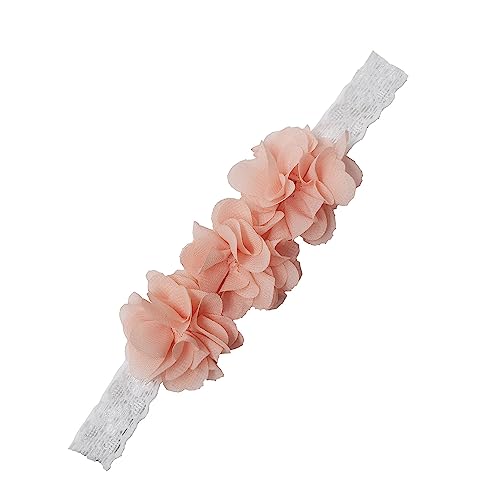 1 Stück Baby Haarband Floral Elastische Stirnband Perle Strass Baby Mädchen Stirnbänder Haarband Baby Taufe Neugeborene Kleinkind Haarschmuck Babyzubehör Haarschmuck für Baby Dusche,Sahne+Champagner von Wambere