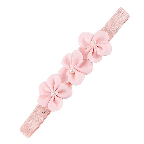 1 Stück Baby Haarband Floral Elastische Stirnband Perle Strass Baby Mädchen Stirnbänder Haarband Baby Taufe Neugeborene Kleinkind Haarschmuck Babyzubehör Haarschmuck für Baby Dusche,Rosa B von Wambere