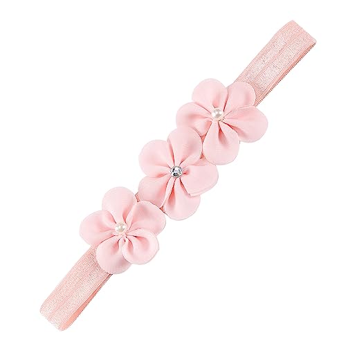 1 Stück Baby Haarband Floral Elastische Stirnband Perle Strass Baby Mädchen Stirnbänder Haarband Baby Taufe Neugeborene Kleinkind Haarschmuck Babyzubehör Haarschmuck für Baby Dusche,Rosa D von Wambere