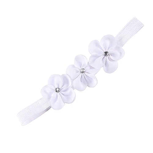 1 Stück Baby Haarband Floral Elastische Stirnband Perle Strass Baby Mädchen Stirnbänder Haarband Baby Taufe Neugeborene Kleinkind Haarschmuck Babyzubehör Haarschmuck für Baby Dusche,Weiß C von Wambere