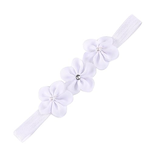 1 Stück Baby Haarband Floral Elastische Stirnband Perle Strass Baby Mädchen Stirnbänder Haarband Baby Taufe Neugeborene Kleinkind Haarschmuck Babyzubehör Haarschmuck für Baby Dusche,Weiß D von Wambere