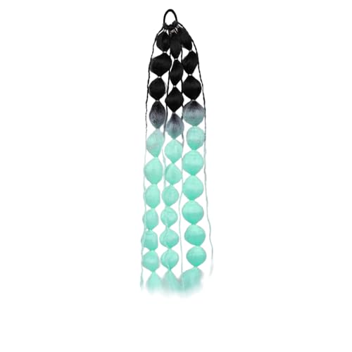 1 Stück Blasen-Pferdeschwanz-Zöpfe Extensions Pferdeschwanz Verlängerung Haarverlängerung mit Gummiband,Bubble Braid,Kunsthaar Zopf Haarteil für Damen,Chinesische Pferdeschwänze,Schwarz-Grün von Wambere