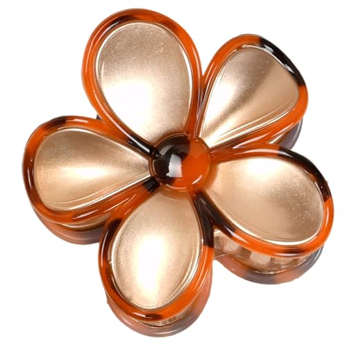 1 Stück Blumenhaarnadel Damen Blumen Krallenclip Haarspangen Kunststoff Haarklammern Rutschfeste Haarclips Vintage Haarnadel Frauen Haarschmuck Kopfbedeckung Haarstyling Zubehör,Gold A von Wambere