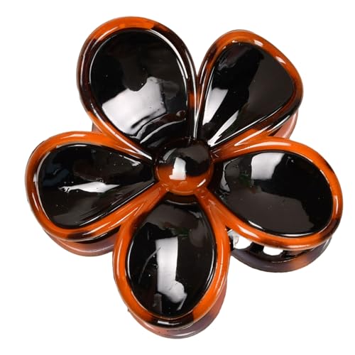 1 Stück Blumenhaarnadel Damen Blumen Krallenclip Haarspangen Kunststoff Haarklammern Rutschfeste Haarclips Vintage Haarnadel Frauen Haarschmuck Kopfbedeckung Haarstyling Zubehör,Schwarz A von Wambere