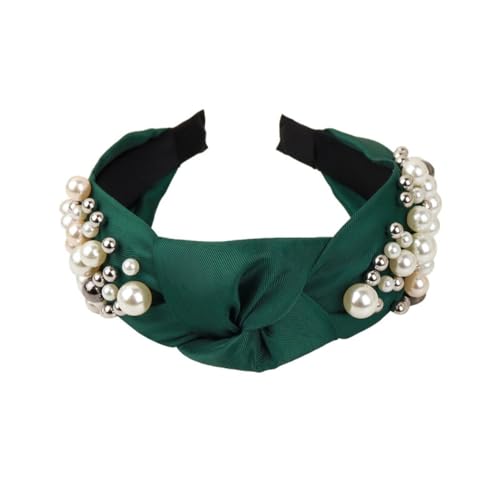 1 Stück Damen Breite Haarreif Vintage Perlenstirnband Geknotetes Stirnband Kopfband Haarreifen Knoten Stirnbänder Headband Haarband Haarschmuck Kopfbedeckung für Frauen Mädchen,Dunkelgrün von Wambere