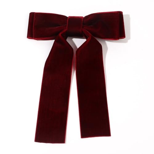 1 Stück Damen Doppelschicht Samt Haarnadelschleife Haarschleifen Clips Haarspangen Kopfbedeckung Entenschnabelklammer Bogen Haarnadel Haarschmuck für Frauen Mädchen Hochzeit Party,Weinrot von Wambere