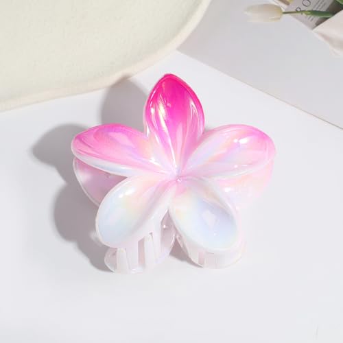 1 Stück Damen Farbverlauf Blumenhaarnadel Blumen Haarklammern Rutschfeste Kunststoff Krallenclip Haar Krallen Haarspangen Kopfbedeckung Haarklammern Haarschmuck für Tägliches Tragen,Rosenrot von Wambere