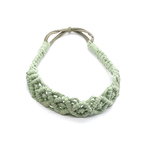 1 Stück Damen Geflochtenes Haarband Haarreif Handgeflochtenes Baumwollseil Stirnband Kopfbänder Boho Stil Stirnbänder Haarschmuck Kopfbedeckung Headband für Frauen Mädchen,Grün B von Wambere