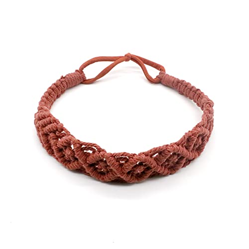 1 Stück Damen Geflochtenes Haarband Haarreif Handgeflochtenes Baumwollseil Stirnband Kopfbänder Boho Stil Stirnbänder Haarschmuck Kopfbedeckung Headband für Frauen Mädchen,Rot von Wambere