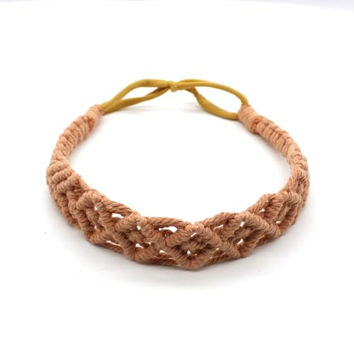 1 Stück Damen Geflochtenes Haarband Haarreif Handgeflochtenes Baumwollseil Stirnband Kopfbänder Boho Stil Stirnbänder Haarschmuck Kopfbedeckung Headband für Frauen Mädchen,Ziegelrot von Wambere