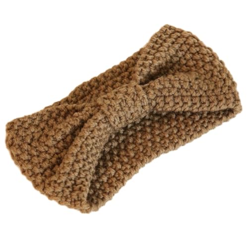 1 Stück Damen Haarband Gestricktes Schleife Wollstirnband,Winter Weiche Warme Stirnbänder Elastische Headwrap Haarschmuck Kopfband Kopfbedeckung Kopfschmuck für Tägliches Tragen,Khaki von Wambere