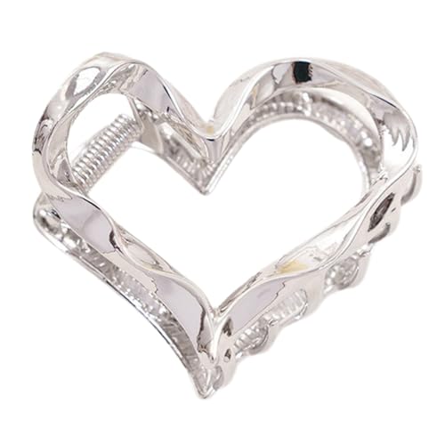 1 Stück Damen Haarklammern Unregelmäßige Herz Haarnadel Krallenclip Haarspangen Rutschfeste Haarspange Haarklammern Frauen Haarschmuck Haarstyling Zubehör für Tägliches Tragen,Silber von Wambere