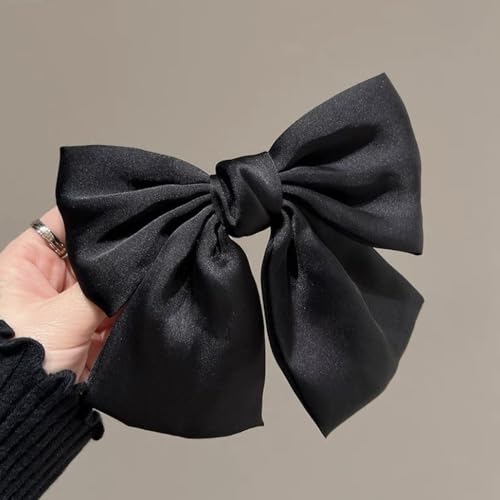 1 Stück Damen Haarnadelschleife Entenschnabelklammer Entenschnabel-Clip Haarspangen Satin Haarnadel Bow Haar Schleife Kopfbedeckung Haarschmuck für Frauen Mädchen Tägliches Tragen,Schwarz von Wambere