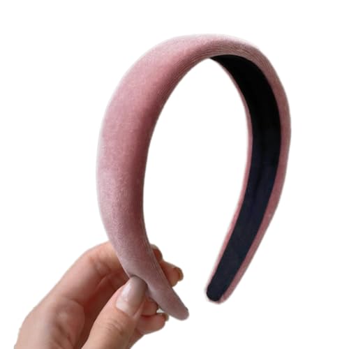 1 Stück Damen Haarreif Samt Stirnbänder Vintage Haar Accessoires Haarband Haarreifen Stirnband Kopfband Stirnreifen Haarschmuck Kopfbedeckung für Tägliches Tragen für Frauen Mädchen,Rosa von Wambere