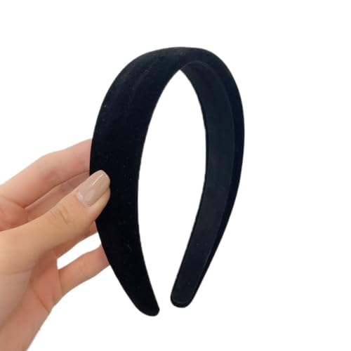 1 Stück Damen Haarreif Samt Stirnbänder Vintage Haar Accessoires Haarband Haarreifen Stirnband Kopfband Stirnreifen Haarschmuck Kopfbedeckung für Tägliches Tragen für Frauen Mädchen,Schwarz von Wambere