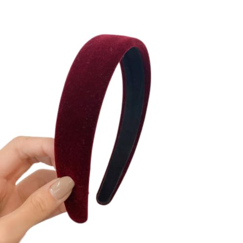 1 Stück Damen Haarreif Samt Stirnbänder Vintage Haar Accessoires Haarband Haarreifen Stirnband Kopfband Stirnreifen Haarschmuck Kopfbedeckung für Tägliches Tragen für Frauen Mädchen,Weinrot von Wambere