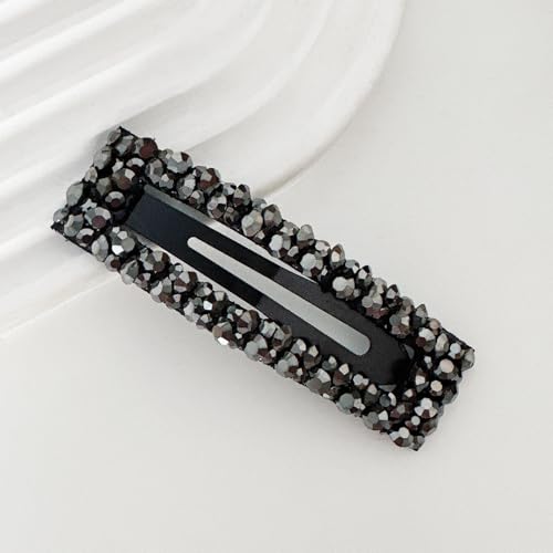 1 Stück Damen Haarspange Rechteckige Haarclips Strass Haarnadel Haarspangen Kopfbedeckung Rutschfest Haarklammern Haarschmuck für Frauen Mädchen Geburtstag Party Bankett,Schwarz B von Wambere