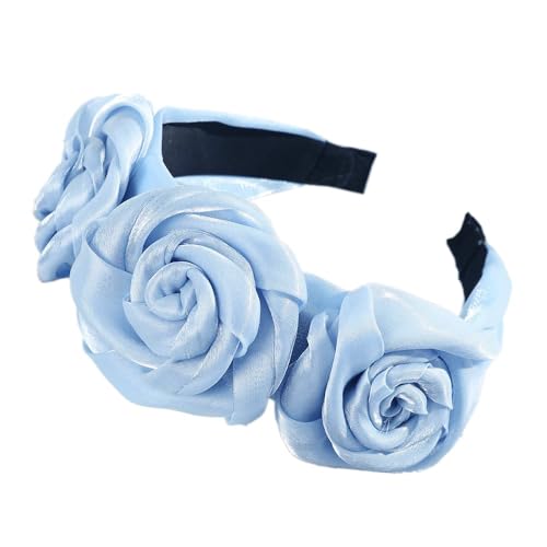 1 Stück Damen Künstliches Rosenstirnband Blumenstirnband Rose Kopfband Stirnband Haarreif Stirnbänder Kopfschmuck Haarschmuck für Frauen Mädchen Hochzeit Geburtstag Party Festival,Hellblau von Wambere