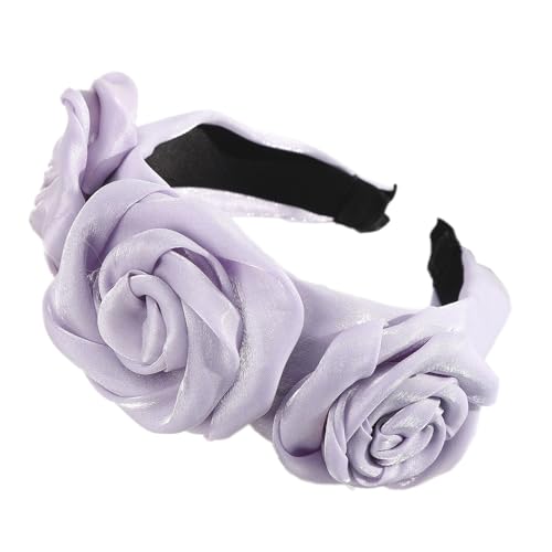 1 Stück Damen Künstliches Rosenstirnband Blumenstirnband Rose Kopfband Stirnband Haarreif Stirnbänder Kopfschmuck Haarschmuck für Frauen Mädchen Hochzeit Geburtstag Party Festival,Lila von Wambere