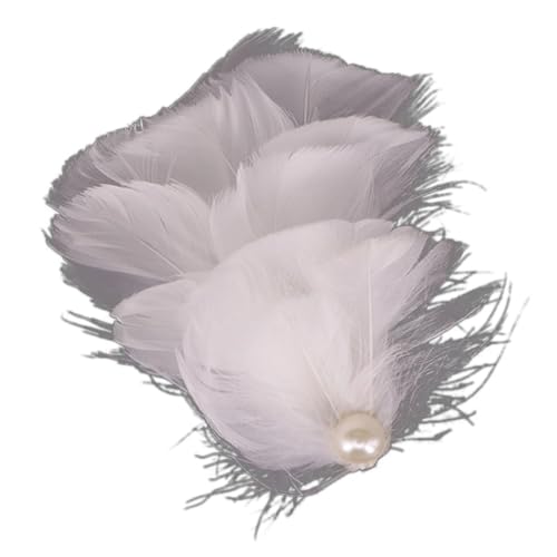 1 Stück Damen Perle Feder Haarspange Gänsefedern Haarnadel Weiß Haarschmuck Frauen Kopfschmuck Seitenclip Haarklammern Hairclip Kopfbedeckung für Hochzeit Halloween Karneval Party, von Wambere