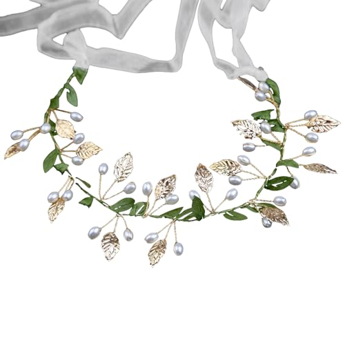 1 Stück Damen Stirnband Perlengrünes Blatt Haarband Blumenkranz Stirnbänder Braut Haarschmuck Haarband Haarreifen Kopfband Kopfbedeckung Haarkranz mit Band für Hochzeit Party,Weiß 1 Stück Damen Stirnband Perlengrünes Blatt Haarband Blumenkranz Stirnbänder Braut Haarschmuck Haarband Haarreifen Kopfband Kopfbedeckung Haarkranz mit Band für Hochzeit Party,Weiß von Wambere