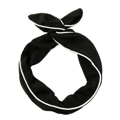 1 Stück Damen Stirnband Twist Bow Wired Stirnbänder Haarband Draht Kopftuch Vintage Seidentuch Chiffonschal Kopfbedeckung Kopfband Haarbänder Haarreifen Haarschmuck für Mädchen Frauen,Schwarz von Wambere