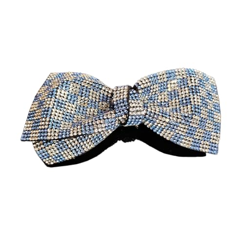 1 Stück Damen Strassschleifen Haarnadel Haarschleifen Clips Haarspangen Haarschmuck Frauen Rutschfeste Federklammer Federclip Kopfbedeckung für Hochzeit Party Geburtstag Bankett,Blau von Wambere