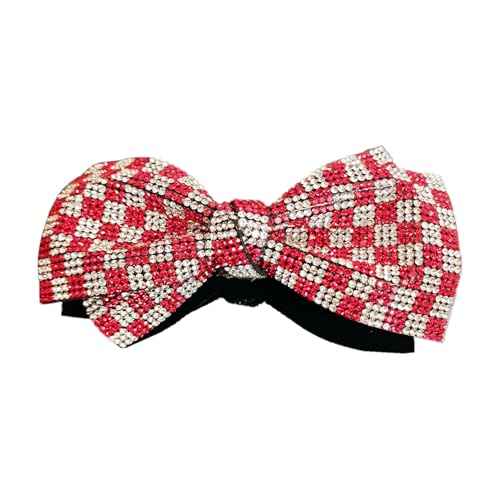 1 Stück Damen Strassschleifen Haarnadel Haarschleifen Clips Haarspangen Haarschmuck Frauen Rutschfeste Federklammer Federclip Kopfbedeckung für Hochzeit Party Geburtstag Bankett,Rot von Wambere