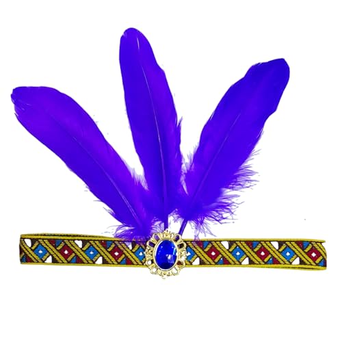 1 Stück Feder Stirnband Federkopfschmuck Indianer Federn Stirnband Vintage Feder Haarreif Haarband Haarschmuck Kopfbedeckung für Party Maskerade Halloween Mottoparty Karneval,Lila von Wambere