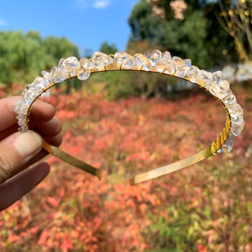 1 Stück Haarband,Stirnband aus Natürlichem Kristallkies,Damen Haarreifen Kopfschmuck Mädchen Haarreif Stirnband Haarschmuck Haar Accessoires für Dating Tägliches Tragen Konzert Party,Transparent von Wambere