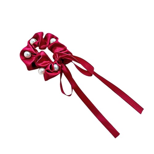 1 Stück Haargummis Scrunchies für Damen,Einfarbige Dicke Bänder Haargummis Satin Scrunchies Weich Elastisch Stylisch Scrunchie Haarschmuck Groß für Damen Mädchen Rot von Wambere