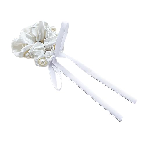 1 Stück Haargummis Scrunchies für Damen,Einfarbige Dicke Bänder Haargummis Satin Scrunchies Weich Elastisch Stylisch Scrunchie Haarschmuck Groß für Damen Mädchen Weiss von Wambere