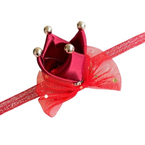 1 Stück Krone Stirnband Mädchen Prinzessin Tiara Crown Haarband Elastisches Krone Haarband Haarreif Haarschmuck Kopfbedeckung Haarstyling Accessoires für Geburtstags Party Festivals,Weinrot von Wambere