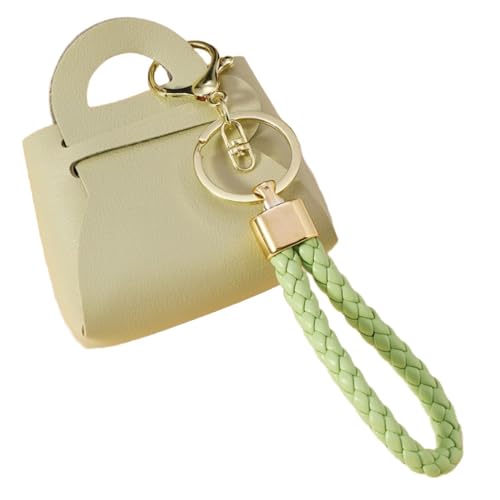 1 Stück Leder Geldbörse Kleines Portemonnaie mit Schlüsselanhänger Münzbörse Schlüsseltasche Mini Geldbeutel Portmonee Brieftasche Wallet Münzen Aufbewahrungstasche Taschenanhänger,Grün von Wambere