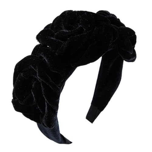 1 Stück Rosen-Stirnband,Prinzessinnen-Stirnband,breites Retro-Stirnband,Samt Damen-Haarschmuck,geeignet für Hautpflege,Partys,Hochzeiten,Sport,Haar-Accessoires,Party,Festival,Hochzeit Schwarz von Wambere