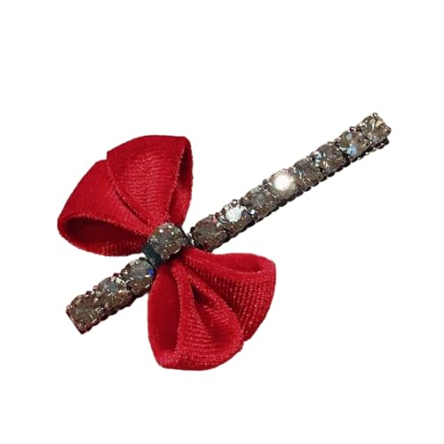 1 Stück Strasssteine Haarnadel Mit kleiner Schleife,Vintage Bobby Pins Damen Haarnadeln Haarklammer Haarclips Seitenclip Pony-Clip Haarschmuck Kopfschmuck für Tägliches Tragen,Weinrot von Wambere