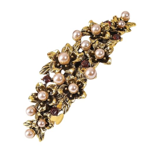 1 Stück Vintage Haarspangen Damen Blumen Frühling Haarspange Metall Federklammer Haarnadeln Hair Clip Frauen Rutschfest Haarklammer Haarschmuck Kopfschmuck für Hochzeit Party,Gold A von Wambere
