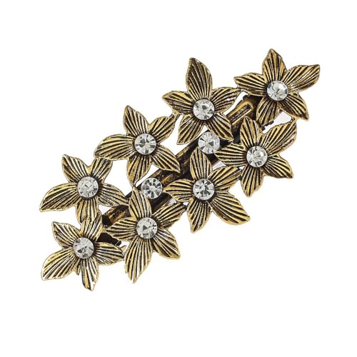 1 Stück Vintage Haarspangen Damen Blumen Frühling Haarspange Metall Federklammer Haarnadeln Hair Clip Frauen Rutschfest Haarklammer Haarschmuck Kopfschmuck für Hochzeit Party,Gold B von Wambere