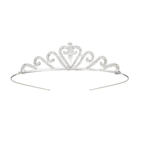 1 Stücke 13 x 14 cm Kristallkrone,Strass Tiara,Diadem,Prinzessin Krone,Braut Tiara,Kristall Krone,Prinzessin Tiara,Damenkrone,für Hochzeit Abschlussball Festzug Prinzessinnenpartys,Silber A von Wambere