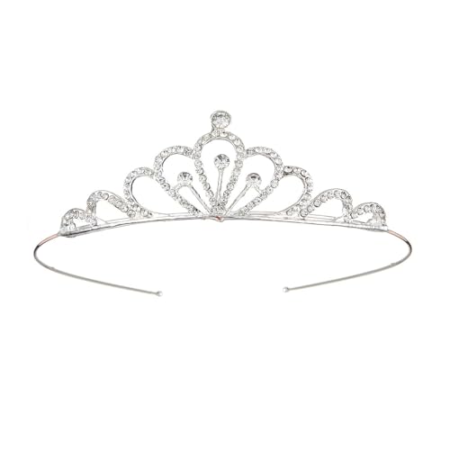 1 Stücke 13 x 14 cm Kristallkrone,Strass Tiara,Diadem,Prinzessin Krone,Braut Tiara,Kristall Krone,Prinzessin Tiara,Damenkrone,für Hochzeit Abschlussball Festzug Prinzessinnenpartys,Silber B von Wambere