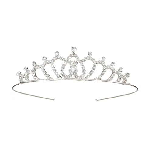 1 Stücke 13 x 14 cm Kristallkrone,Strass Tiara,Diadem,Prinzessin Krone,Braut Tiara,Kristall Krone,Prinzessin Tiara,Damenkrone,für Hochzeit Abschlussball Festzug Prinzessinnenpartys,Silber E von Wambere