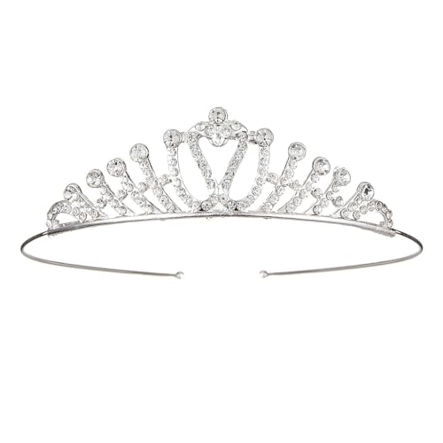 1 Stücke 13 x 14 cm Kristallkrone,Strass Tiara,Diadem,Prinzessin Krone,Braut Tiara,Kristall Krone,Prinzessin Tiara,Damenkrone,für Hochzeit Abschlussball Festzug Prinzessinnenpartys,Silber G von Wambere