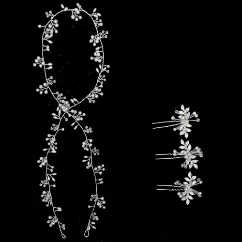 1 m Weiches Kettenhaarband + 3 Stück Haarnadeln,Damen Braut Hochzeit Haarnadeln Brautkopfbedeckungen Haarklammern Haarbänder Brauthaar Accessoires Hochzeits Haarschmuck für Mädchen Frauen,Silber 1 m Weiches Kettenhaarband + 3 Stück Haarnadeln,Damen Braut Hochzeit Haarnadeln Brautkopfbedeckungen Haarklammern Haarbänder Brauthaar Accessoires Hochzeits Haarschmuck für Mädchen Frauen,Silber von Wambere