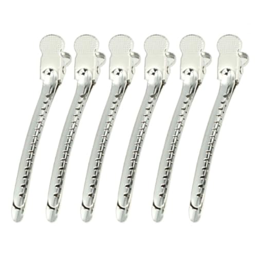 10 Stück Damen Haarspangen 9.5cm Haarklammern Friseurbedarf Haarklammern Haarclips Metall Abteilklammern Friseur Haarklemmen Friseur Haarschmuck für Friseursalon Haarstyling Zubehör,Silber von Wambere