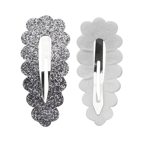 10 Stück Glitzer Haarspangen 24x55mm Haar Schnappclips Blütenblatttyp Haarnadel Haarstyling Zubehör Rutschfest Haarclips Haarklammern Kopfschmuck Haarschmuck für Damen Frauen,Grau von Wambere