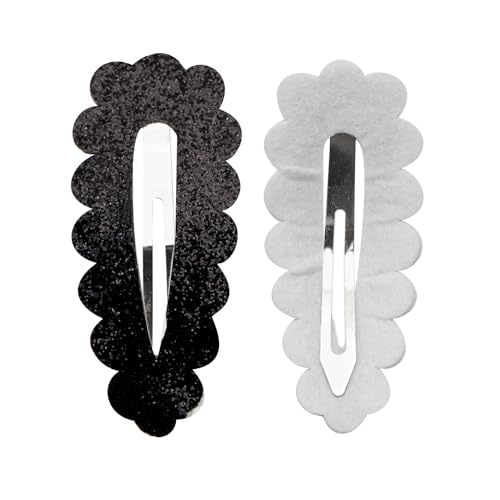 10 Stück Glitzer Haarspangen 24x55mm Haar Schnappclips Blütenblatttyp Haarnadel Haarstyling Zubehör Rutschfest Haarclips Haarklammern Kopfschmuck Haarschmuck für Damen Frauen,Schwarz von Wambere