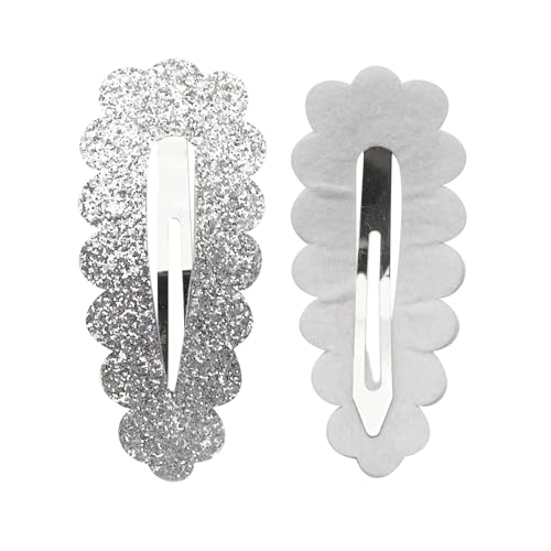 10 Stück Glitzer Haarspangen 24x55mm Haar Schnappclips Blütenblatttyp Haarnadel Haarstyling Zubehör Rutschfest Haarclips Haarklammern Kopfschmuck Haarschmuck für Damen Frauen,Silber von Wambere