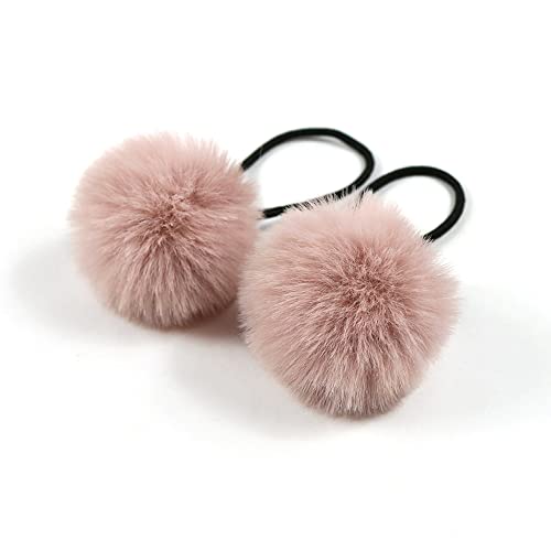 10 Stück Nette Kopfbedeckung,5cm PomPom Haarband Baby Haargummi Kleine Kugel Pferdeschwanzhalter Mädchen Pelzknäuel Haargummis Baby Haarschmuck Pferdeschwanz Halter,Altrosa von Wambere