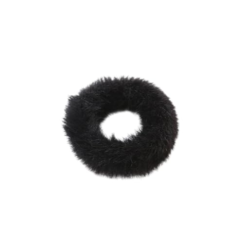 10 Stück Plüsch Haargummis Pelzig Haarband Scrunchies Elastisches Gummibänder Stirnbänder Fuzzy Haargummi Pferdeschwanzhalter Haarschmuck für Damen Frauen für Tägliches Tragen,Schwarz von Wambere